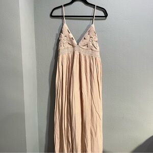 Light Tan Maxi Dress with Crochet Detail